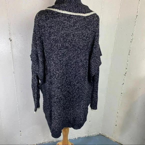 ALYA M/L black/white cowl neck sweater/ poncho - Picture 6 of 10